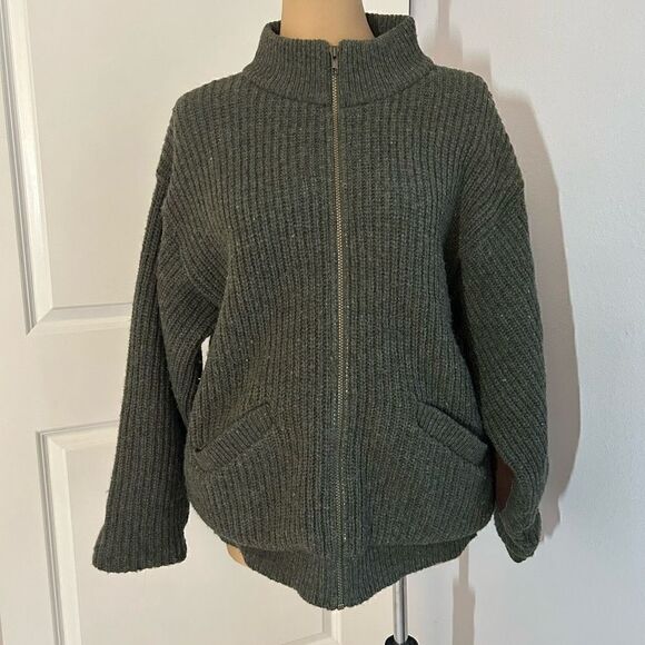 Cabelas Olive Green Wool Zip Up Jacket - Picture 1 of 6